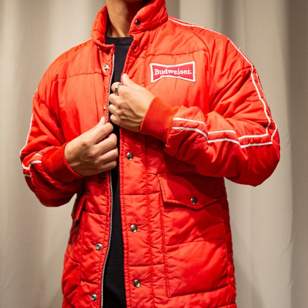 Vintage Red Puffer Budweiser Jacket SMALL